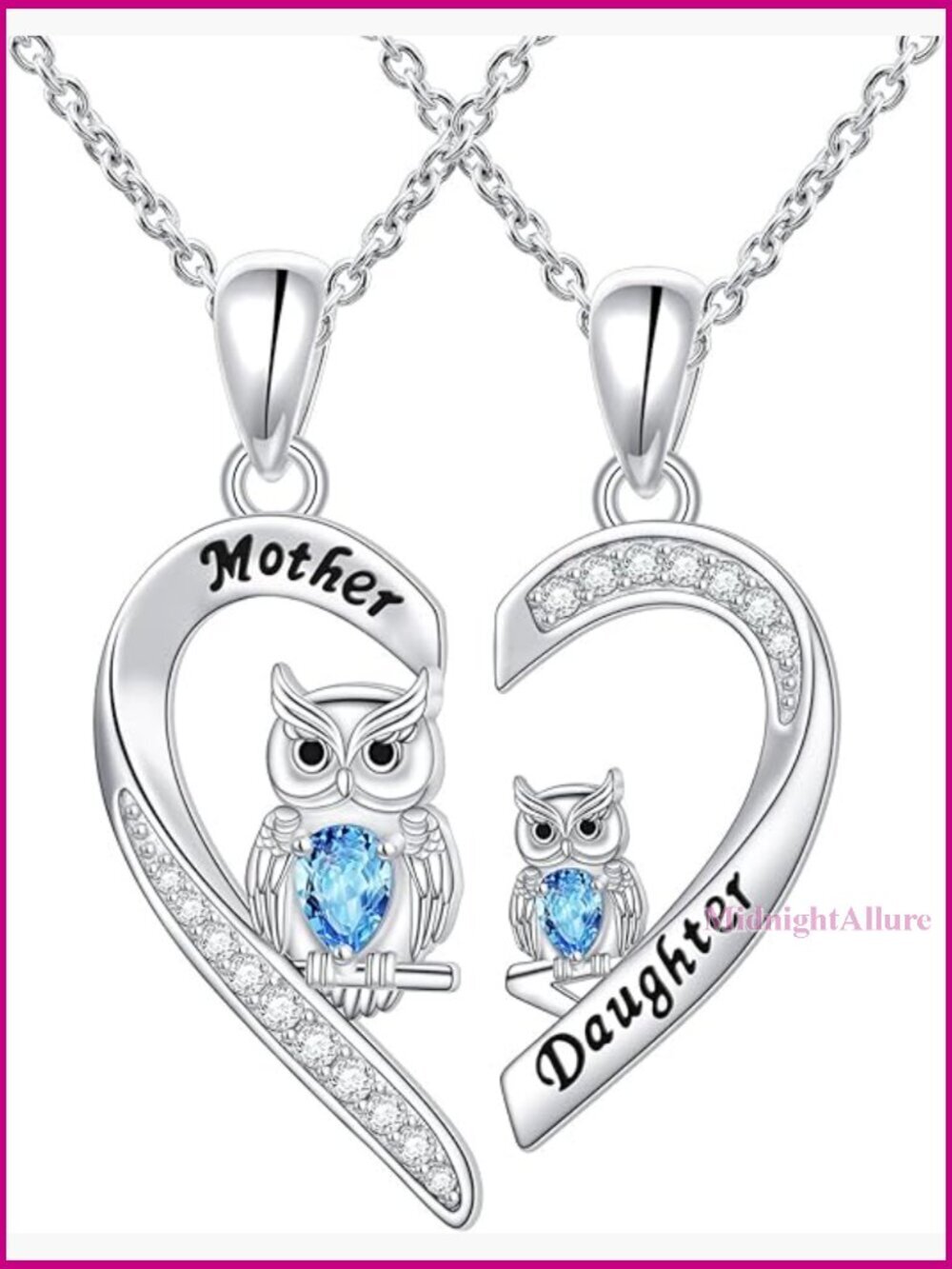 Sterling Silver Matching Heart Necklace for Mom and Daughter Sisters